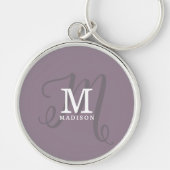 書スタイリッシュ道モノグラムと名前パープル キーホルダー (正面)