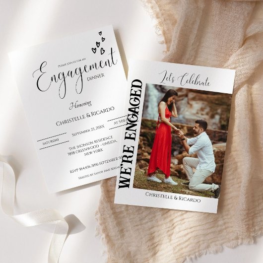 書スタイリッシュ道婚約パーティ 招待状