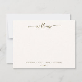 書スタイリッシュ道家名字金ゴールドスクリプト ノートカード