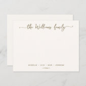 書スタイリッシュ道家名字金ゴールドスクリプト ノートカード (正面/裏面)