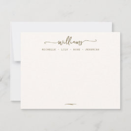 書スタイリッシュ道家名字金ゴールドスクリプト ノートカード