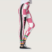 書テキストlボホ市松模様にlピンク白 レギンス (右)