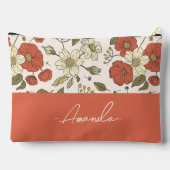 書パーソナライズされたクール花柄ピンク アクセサリーポーチ (裏面)