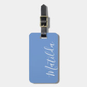 書パーソナライズされたモダン紫 ラゲッジタグ (正面縦)