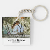書パーソナライズされた結婚書の写モダン真 キーホルダー (裏面)