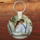 書パーソナライズされた結婚書の写モダン真 キーホルダー (正面)