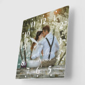 書パーソナライズされた結婚書の写モダン真 スクエア壁時計 (傾斜)