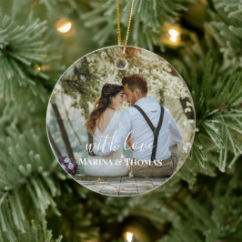 書パーソナライズされた結婚書の写モダン真 セラミックオーナメント