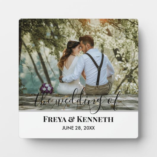 書パーソナライズされた結婚書の写モダン真 フォトプラーク (正面)