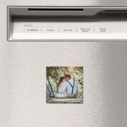 書パーソナライズされた結婚書の写モダン真 マグネット (インサイチュ (食洗機))