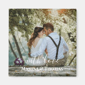 書パーソナライズされた結婚書の写モダン真 マグネット (正面)