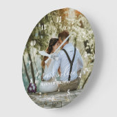 書パーソナライズされた結婚書の写モダン真 ラージ壁時計 (傾斜)