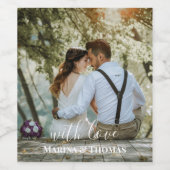 書パーソナライズされた結婚書の写モダン真 ワインラベル (シングルラベル)