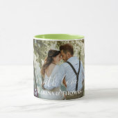 書パーソナライズされた結婚道入りモダン写真 マグカップ (中央)