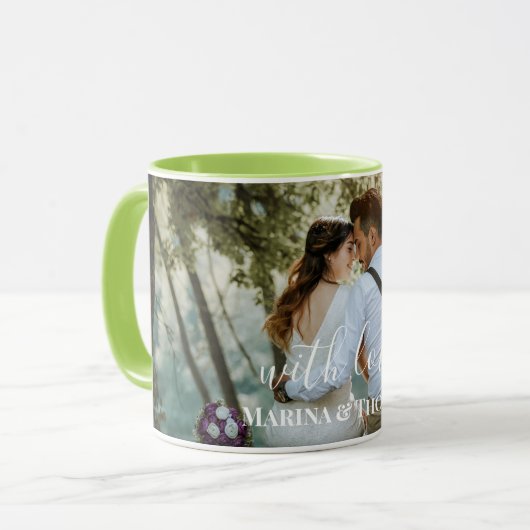 書パーソナライズされた結婚道入りモダン写真 マグカップ (正面左)