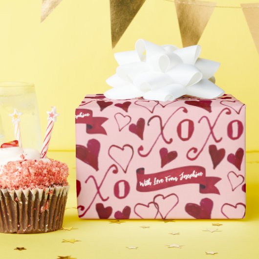 書パーソナライズされた道ボホバレンタインデーXOXO ラッピングペーパー (誕生日パーティー)