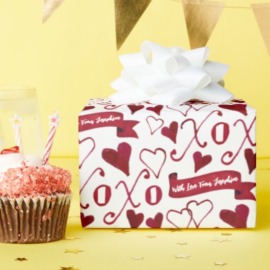 書パーソナライズされた道ボホバレンタインデーXOXO ラッピングペーパー (誕生日パーティー)