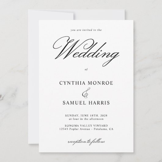 書ファンシー字Hモノグラム結婚ズ 招待状 (正面)