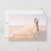 書フェミニンのフルブリード結婚写真 サンキューカード (正面)