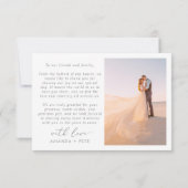 書フェミニンのフルブリード結婚写真 サンキューカード (裏面)