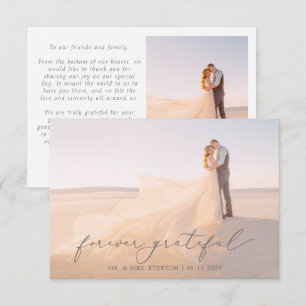 書フェミニンのフルブリード結婚写真 サンキューカード