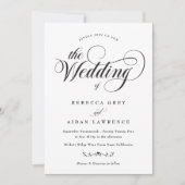 書フォーマルエレガント書の白黒結婚文字 招待状 (正面)