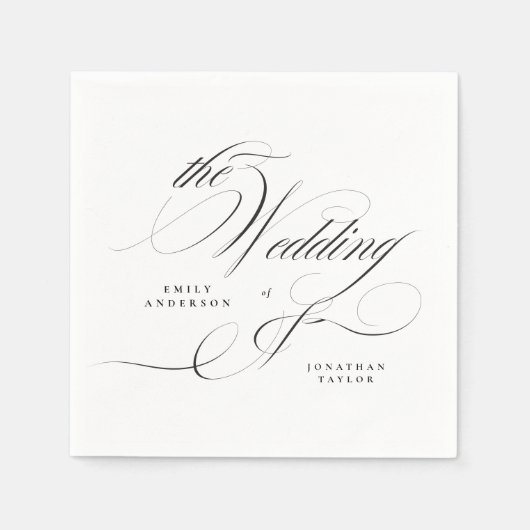 書フォーマルエレガント書ブラックタイ結婚ズ スタンダードカクテルナプキン (正面)