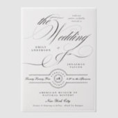 書フォーマルエレガント書ブラックタイ結婚ズ ベラム紙招待状 (正面)