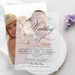 書フォーマルエレガント書ブラックタイ結婚ズ ベラム紙招待状