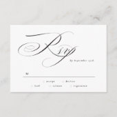 書フォーマルエレガント書ブラックタイ結婚ズ 出欠カード (正面)