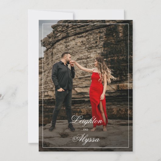 書フォーマルエレガント跡フォトオーバーレイ結婚ズ 招待状 (裏面)