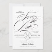 書フォーマルエレガント跡ブラックタイ写真 セーブザデート (正面)