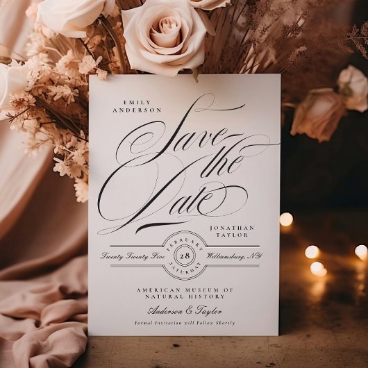 書フォーマルエレガント跡ブラックタイ写真 セーブザデート