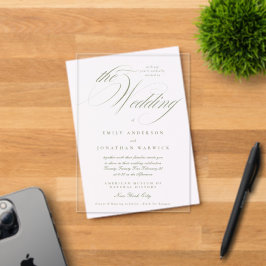 書フォーマルエレガント道Sage Green The 結婚's アクリル招待状