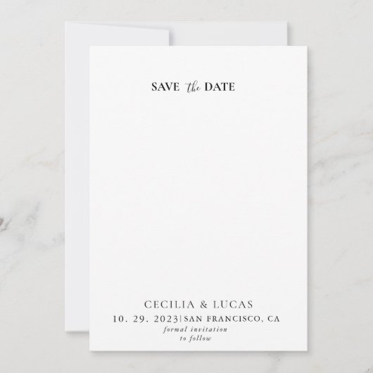 書フォーマル式結婚式の日付を保存 招待状 (正面)