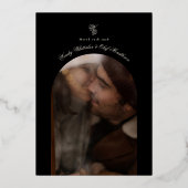 書フォーマル跡フォトブラックと実在金ゴールド 箔招待状 (裏面)