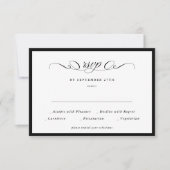 書フォーマル道ブラッククラシックフレ結婚ン 出欠カード (正面)