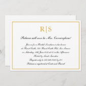 書フォーマル道金ゴールドモノグラムブライダル昼食会 招待状 (正面/裏面)