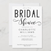書ミニマルエレガント字のブライダルシャワー 招待状 (正面)