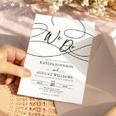 書ミニマルファンシー字の「We Do」のスクリプ結婚ト 招待状