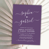 書ミニマルモダン紫モノグラム結婚の 招待状