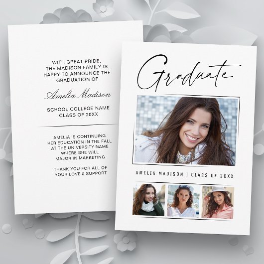 書ミニマルユニーク字インクスクリプトGrad 4写真 案内状