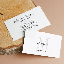 書ミニマル字白黒モノグラム 名刺