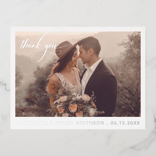 書ミニマル結婚パーソナライズされたの感謝 箔シーズンポストカード (正面)