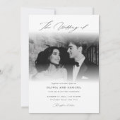 書ミニマル跡スクリプトオーバーレイ結婚写真 招待状 (裏面)