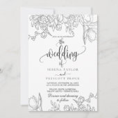 書ミニマル道の葉結婚色 招待状 (正面)