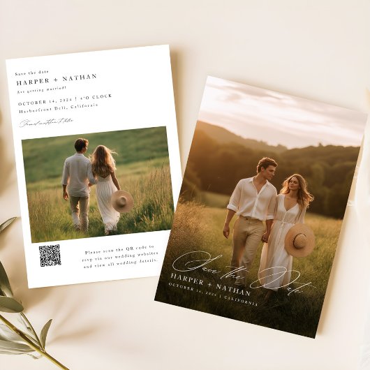 書ミニマル道写真結婚のQRコード セーブザデート