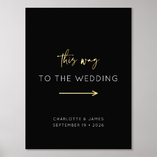 書ミニマル道白黒矢結婚印 箔ポスター (正面)