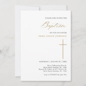 書ミニマル道金ゴールド乳児洗礼写真 招待状 (正面)