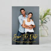 書モダンお洒落書の写真の日付を保存 箔招待状 (立ち正面)